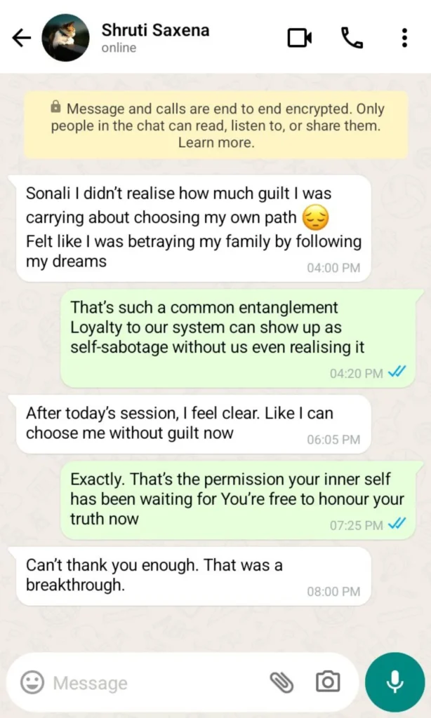 family constellation session testimonial