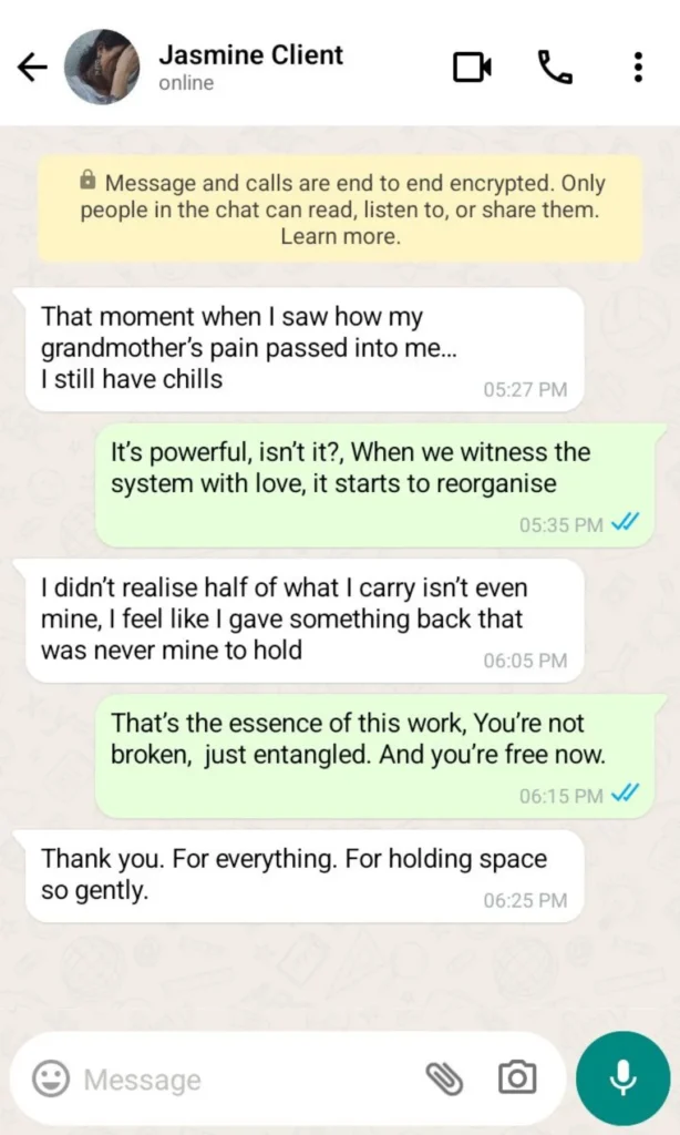 family constellation session testimonial