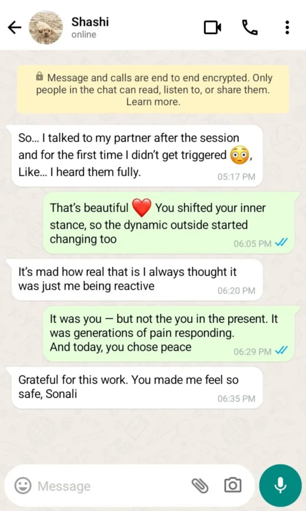 family constellation session testimonial