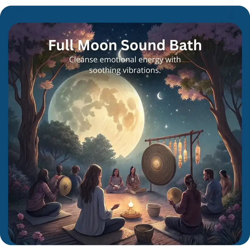 Group sound healing under full moon - Full Moon Bath sound healing ritual emotional release