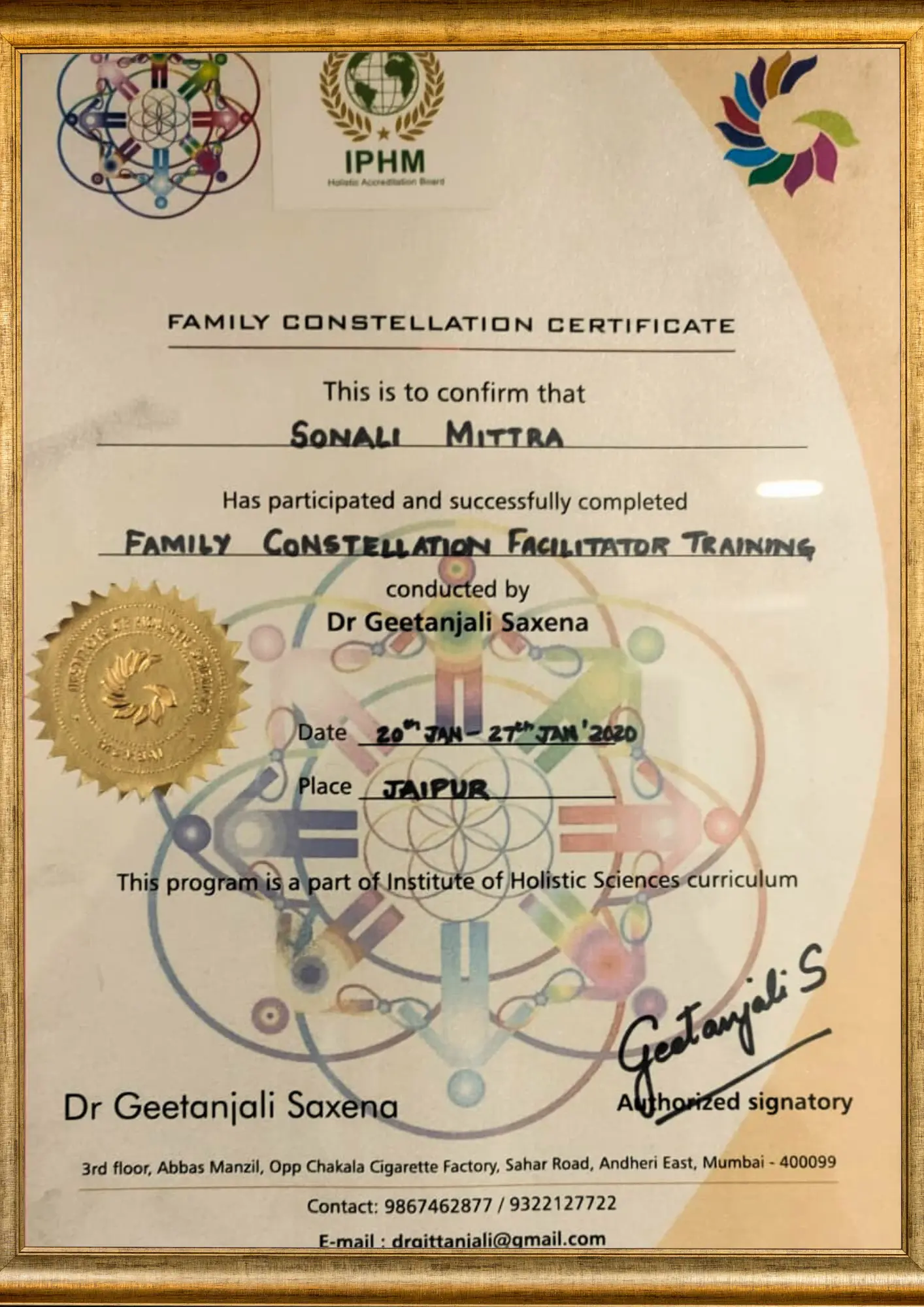 Family Constellation Certificate_Sonali Mittra