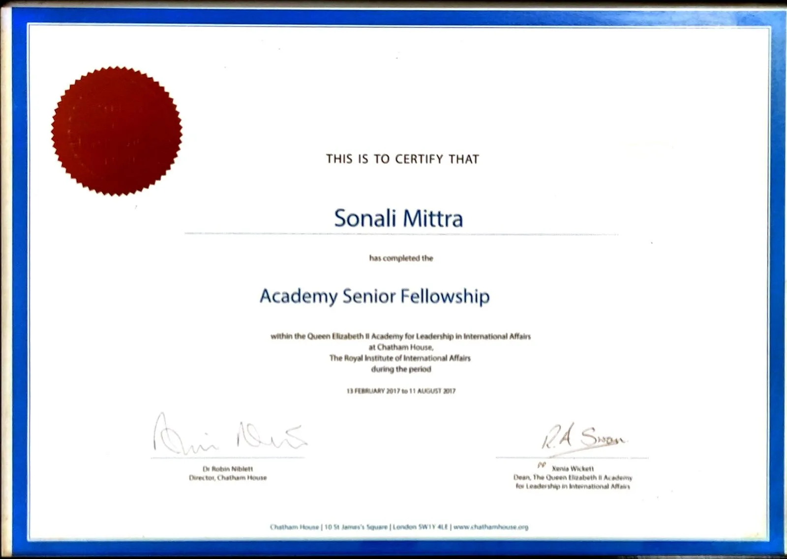 Senior Fellowship_Sonali MIttra