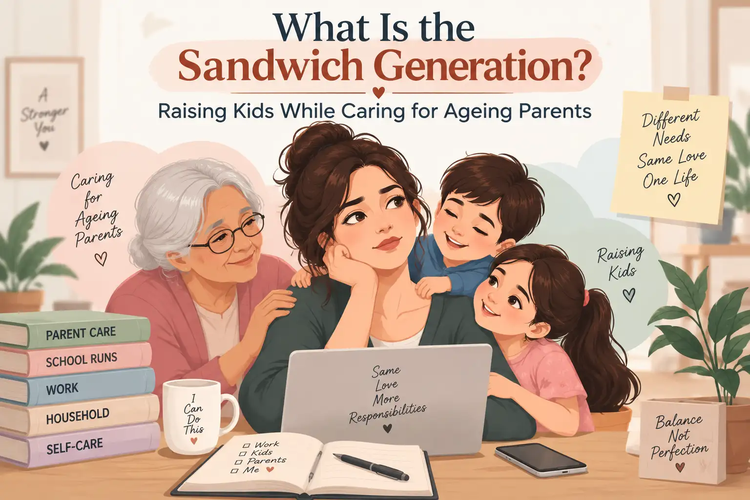You are currently viewing What Is the Sandwich Generation? Raising Kids While Caring for Ageing Parents